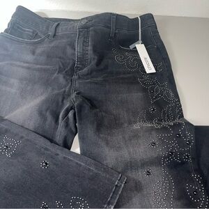 Chico's Black Boot Cut Flare Pants with Embellished Design
